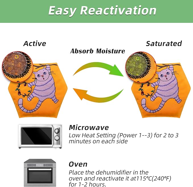 600g 2pcs Rechargeable Desiccant Packs for Storage, Color Indicating Silica Gel Packets Moisture Absorbers with Transparent Window, Reusable Dehumidifier Bags for Gun Safe Closet Basement Car