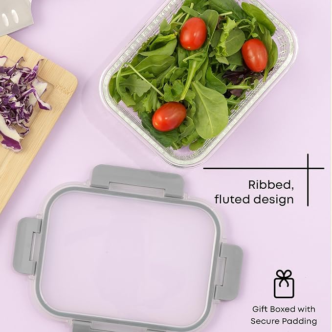 JoyJolt 24pc Borosilicate Glass Storage Containers with Lids | 12 Airtight/Freezer Safe Food Storage Containers for Pantry and Kitchen | Meal Prep Container for Lunch | Glass Tupperware Set-FlexoryFit