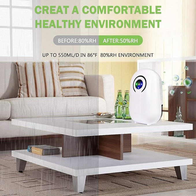 Dehumidifier with LCD Display 38oz(1100ml) Small Quiet Portable Dehumidifier with Auto Shut-off,Up to 430 Sq.ft for Home Basement Bedroom Garage