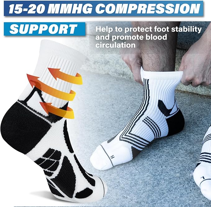 Hylaea Quarter Athletic Running Socks No Blister, Cushion Moisture Wicking Socks for Cycling Sport-FlexoryFit