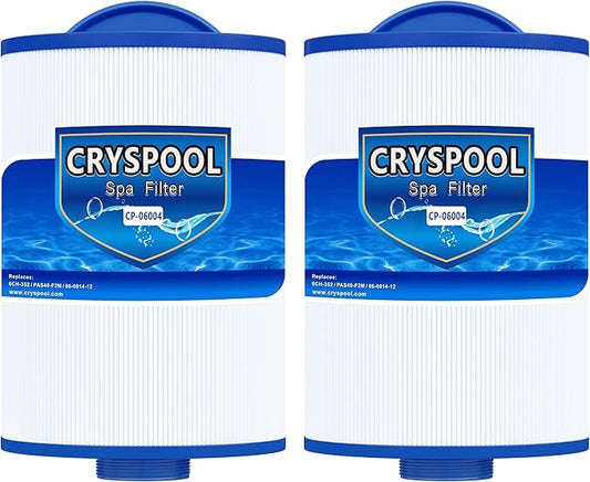 Cryspool® 06004 Filter Compatible with Artesian Spas 06-0014-12, PMA-R1/x268546 with Closed Handle(Not be Removed), 6CH-352, FC-0318, PAS40-F2M, 06-0055-12, 35 Sq. Ft Spa Filter Cartridge, 2 Pack