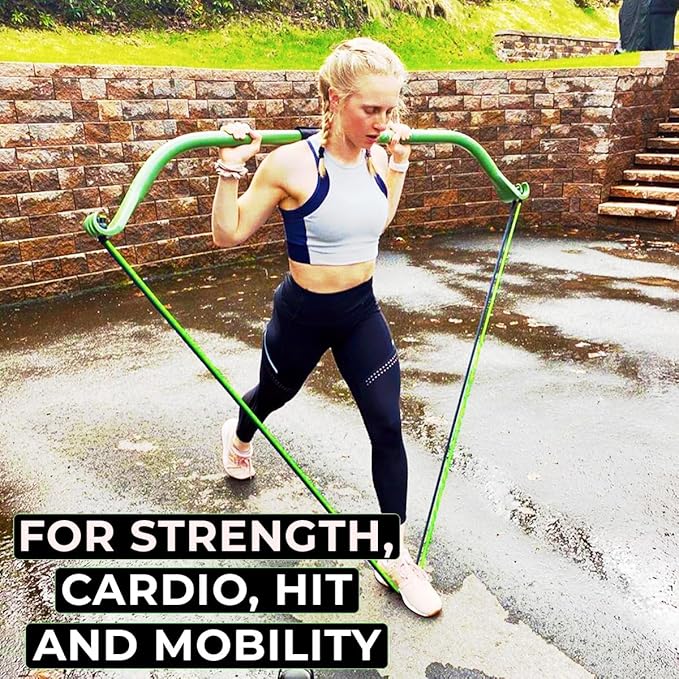 Gorilla Bow Original Portable Home Gym Resistance Bands and Bar System for Travel, Fitness, Weightlifting and Exercise Kit, Full Body Workout Equipment Set-FlexoryFit