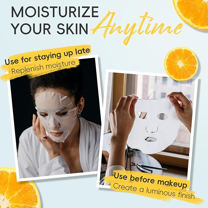 12 Pack Collagen Face Masks Skincare Bulk,Hydrating Spa Face Mask for Sensitive Skin,Sheet Mask for Skin Care, Facial Mask Sets Gifts for Women/Teen Girls/Kids-FlexoryFit