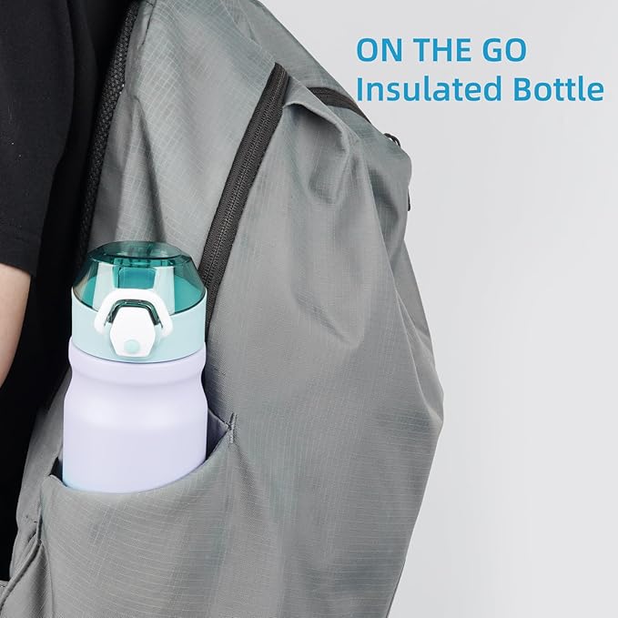 Insulated Water Bottle with Straw and Carry Loop,18 oz Stainless Steel Double Wall Vaccum Metal Water Flask with Leak-proof Lid,Oasis-FlexoryFit