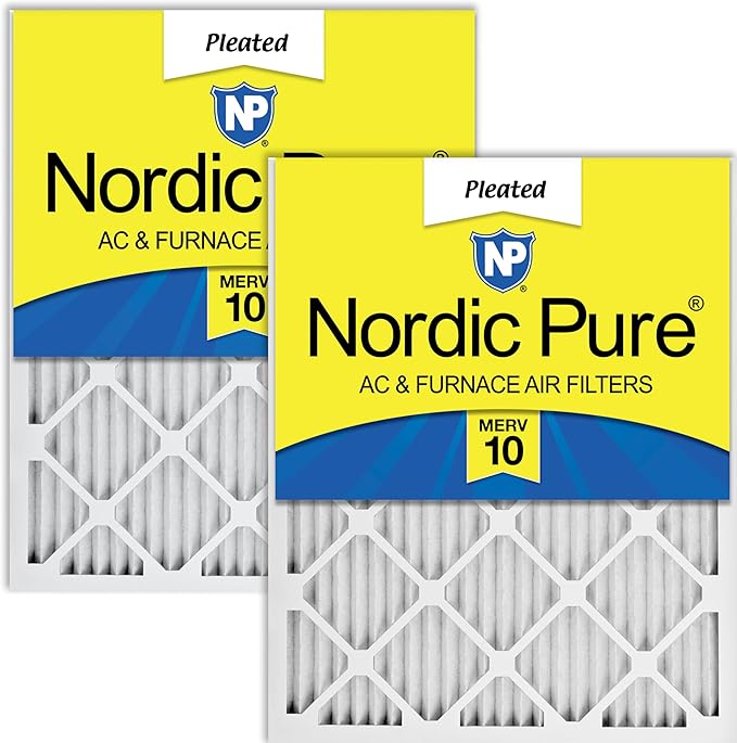 Nordic Pure 12x12x1 (11 3/4 x 11 3/4 x 3/4) Pleated MERV 10 Air Filters 2 Pack