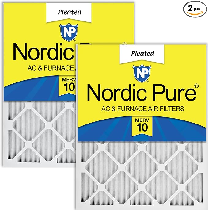 Nordic Pure 25x25x1 Pleated MERV 10 Air Filters 2 Pack by NordicPure