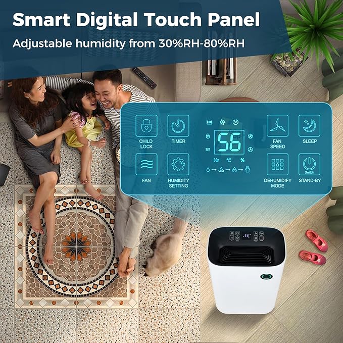 ARLIME 73 Pints Dehumidifier for Home & Basements, 4500 Sq. Ft Quiet Dehumidifier w/5 Modes, 3-Color Humidity Indicator Light, Auto or Manual Drainage, Drain Hose & Auto Shut-off for Bedroom