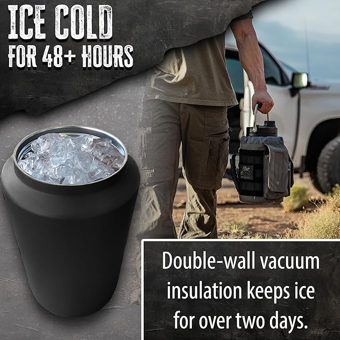 Iron Infidel Battle Bottle - One Gallon Insulated Water Bottle with Dual Carry Handles - 128 oz Tactical Stainless Steel Water Jug & Rugged Extra Large Sleeve With Storage (Betsy 128 Ounces)-FlexoryFit