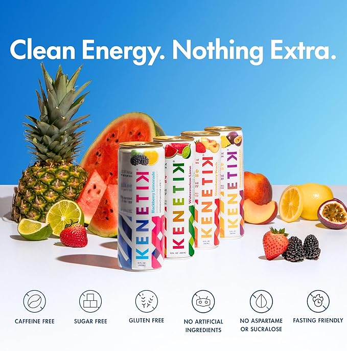Kenetik Nootropic Ketone Drink, Ketones for Energy & Focus, Caffeine & Sugar Free, High Performance D-BHB Ketone Mix, Fuel w/Zero Crash or Jitters, Ready to Drink - Variety 12 Pk-FlexoryFit