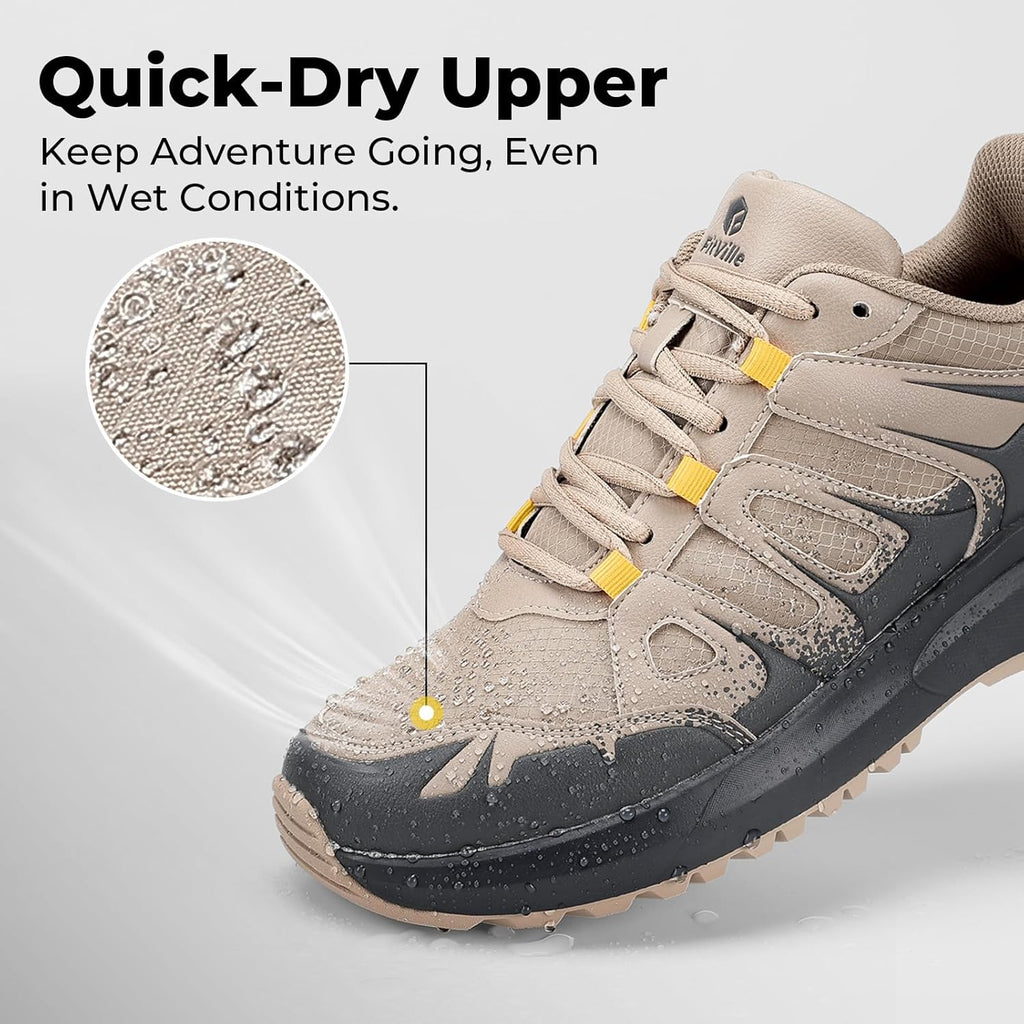 FitVille Men's Wide Hiking Shoes Water Repellent Trekking Trails Outdoor Sneakers Cushioned Lightweight Walking Running Shoes with Arch Support