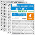 LotFancy 20x25x1 Air Filter MERV 8 Dust Defense (4-Pack) Pleated HVAC Furnace Air Filters, Replacement for Home AC & Heating Systems, Actual Size: 19.75" x 24.75" x 0.75"