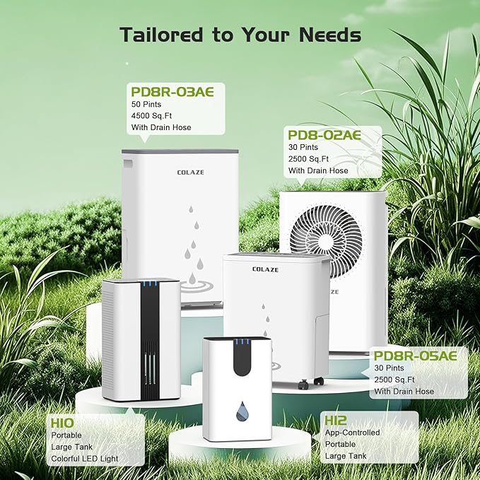 Dehumidifier for Home - 30 Pint Dehumidifier with Drain Hose Up to 2500 Sq. Ft Coverage - Ideal for Basement Bedroom Bathroom - Intelligent Humidity Control, Auto Defrost, 24H Timer