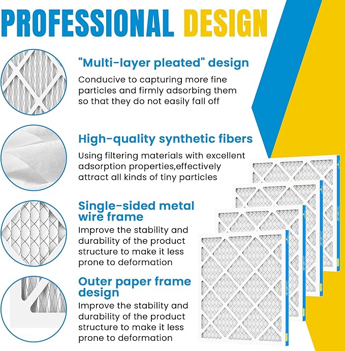 18x20x1 Air Filter,MERV 8,Furnace Air Filter for HVAC,Dust Defense-4packs by MIFLUS