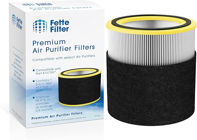 Fette Filter - FLT151 Replacement True Hepa H13 Filter V Compatible with GermGuardian for Models AC3000, AC151, AP3151, AC3000W, AC3000,AC151W AirSafe Series Black/Yellow. Pack of 1