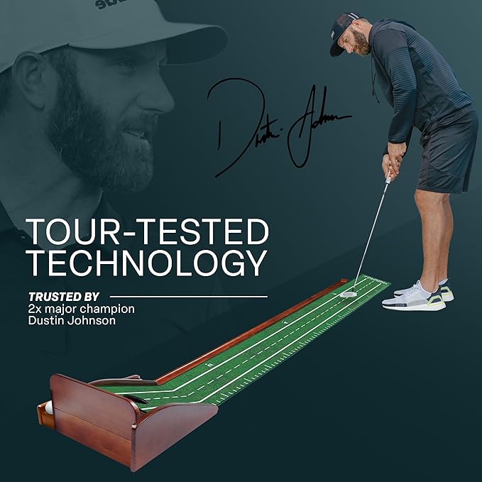 Perfect Practice Golf Putting Mat - Portable Putting Green, Indoor & Outdoor Practice, with Ball Return - Golf Training Aid for Home, Office, Backyard - Golfing Gifts for Men