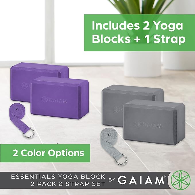 Gaiam Yoga Block - Supportive Latex-Free Eva Foam - Soft Non-Slip Surface with Beveled Edges for Yoga, Pilates, Meditation - Yoga Accessories for Stability, Balance, Deepen Stretches-FlexoryFit