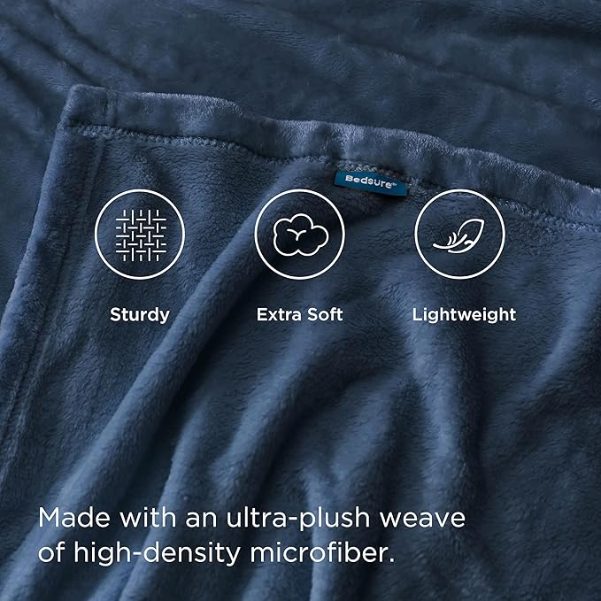 Bedsure Fleece Bed Blankets Full Size Mineral Blue - Soft Lightweight Plush Fuzzy Cozy Luxury Blanket Microfiber, 84x90 inches