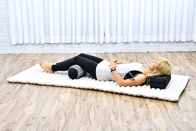 Leewadee Small Yoga Bolster – Shape-Retaining Cervical Neck Roll, Tube Pillow for Comfortable Reading, Kapok Filling, 22 x 6 x 6 inches-FlexoryFit