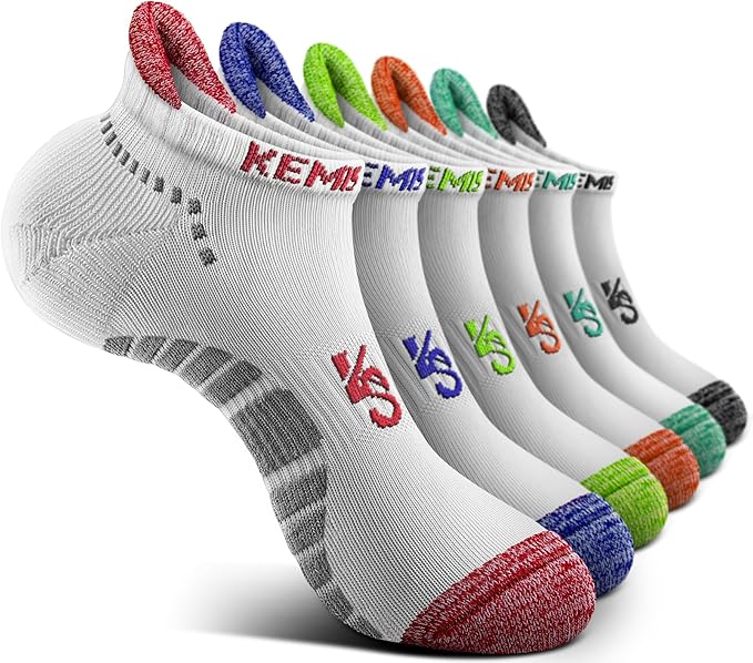 KEMISANT Men Running Socks,Active Ankle Socks No show Cushioned Footbed Arch Support-FlexoryFit