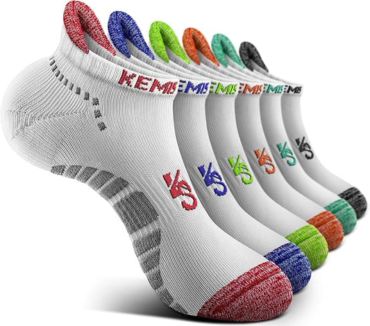 KEMISANT Men Running Socks,Active Ankle Socks No show Cushioned Footbed Arch Support-FlexoryFit