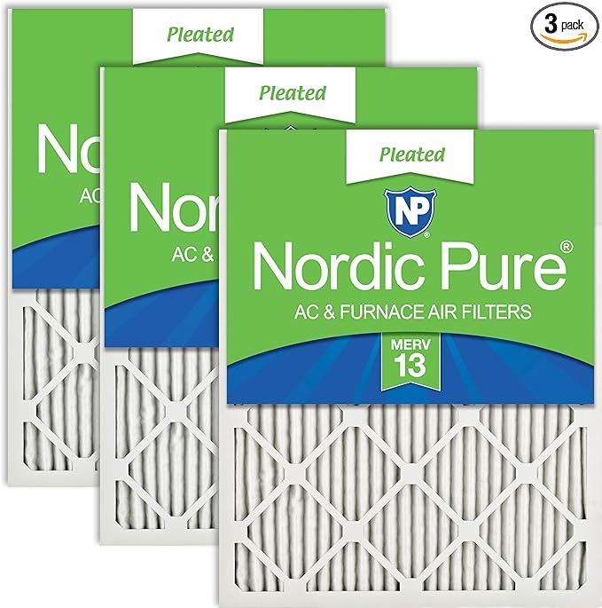 Nordic Pure 14x24x1 (13 3/4 x 23 3/4 x 3/4) Pleated MERV 13 Air Filters 3 Pack