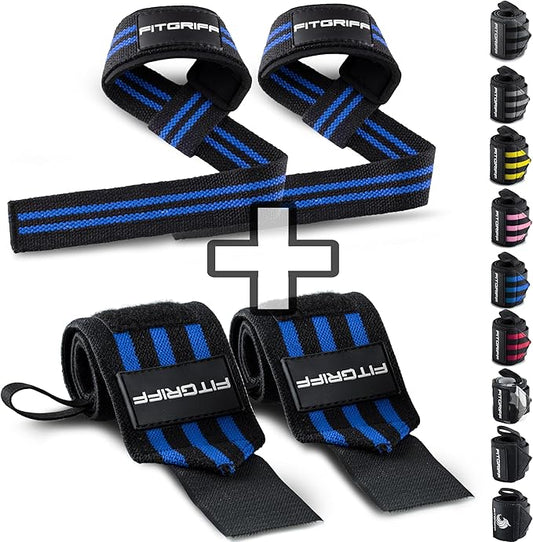 Fitgriff® Lifting Straps & Wrist Wraps (Bundle) Superior Support for Weightlifting & Gym Workouts - for Men and Women-FlexoryFit