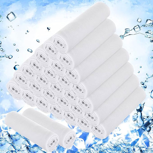 Hosuly 30 Pack Cooling Towels, 40"x12" Ice Breathable Soft Chilly Sweat Rag Microfiber Workout Rags for Gym Cooling Towels for Neck and Face for Yoga Golf Sport Running-FlexoryFit
