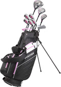 Precise AMG Right-Handed Complete Golf Clubs Set for Petite & Regular Height Women: 460cc Driver, 21° Hybrid, 3 Wood, 6-PW Stainless Irons, Putter, Stand Bag, 3 H/C's | Choose Your Color & Size