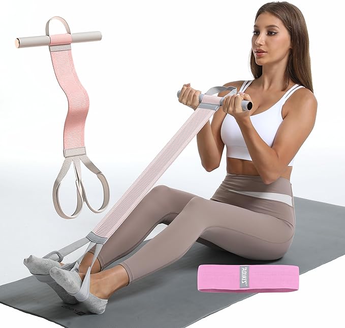 Multifunctional Tension Rope Set – Sit-Up Assistance, Knitted Fitness Equipment for Abdominal/Waist/Arm/Leg Stretching & Weight Loss Training，Gift a 90 Pound Knitted Resistance Strap-FlexoryFit