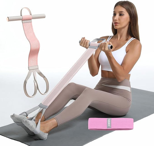 Multifunctional Tension Rope Set – Sit-Up Assistance, Knitted Fitness Equipment for Abdominal/Waist/Arm/Leg Stretching & Weight Loss Training，Gift a 90 Pound Knitted Resistance Strap-FlexoryFit