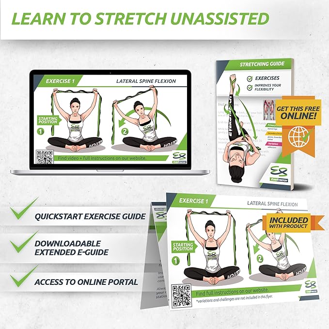 EverStretch Non-Elastic Stretching Strap with Loops - Move Freely with This Looped Stretch Strap Premium Stretch Band for Sports, Physical Therapy and Recovery from Knee Replacement Surgery.-FlexoryFit