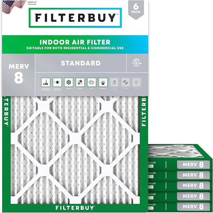 Filterbuy 16.5x21x1 Air Filter MERV 8 Essential Dust & Allergy Defense by Filterbuy