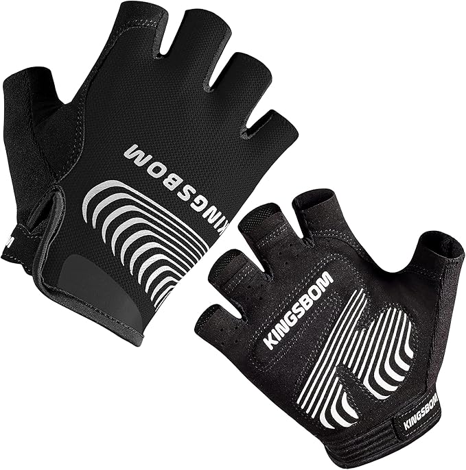 KINGSBOM Breathable Cycling Gloves, Shock-Absorbing Bike Gloves with Light Silicone Gel Pad, Anti-Slip Bicycle Gloves for Men and Women-FlexoryFit