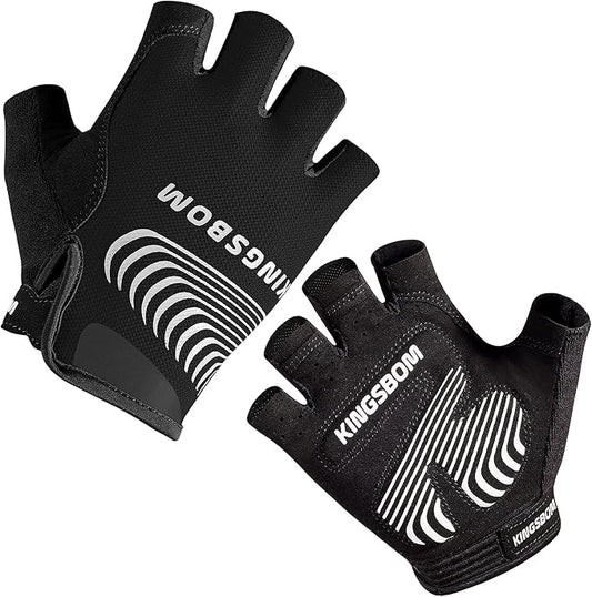 KINGSBOM Breathable Cycling Gloves, Shock-Absorbing Bike Gloves with Light Silicone Gel Pad, Anti-Slip Bicycle Gloves for Men and Women-FlexoryFit