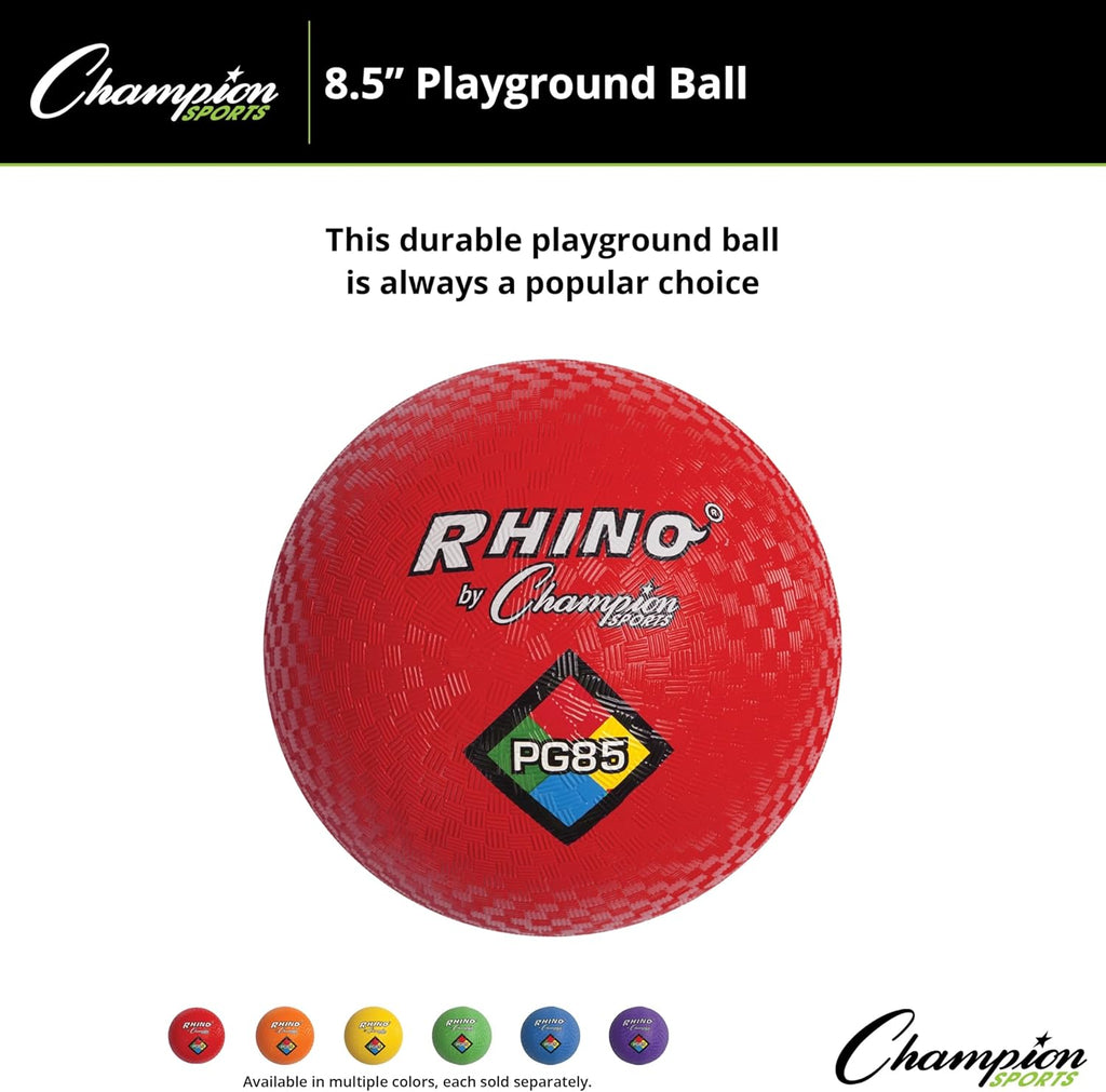 Champion Sports Playground Balls – Single Balls & Sets, Multiple Colors, Durable Nylon-Wound Construction for Kickball & Indoor/Outdoor Play