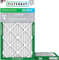 Filterbuy 12x25x1 Air Filter MERV 8 (MPR 700) Dust Defense Replacement (2-Pack), Electrostatic Pleated HVAC AC Furnace Filters, Made in USA (Actual Size: 11.75 x 24.75 x 0.75)