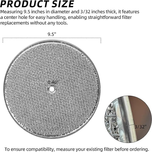 (3-Pack) Calvana 9-1/2" Round x 3/32" Aluminum Grease Filters with Center Hole, Range Hood Filter, Kitchen Exhaust Fan Filters Replacement
