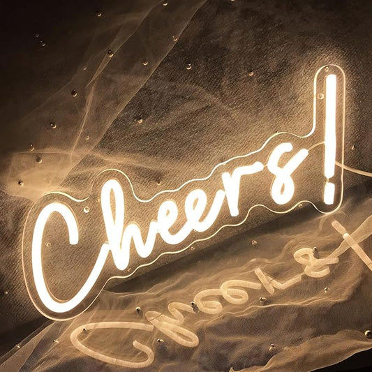 Cheers Neon Sign for Wall Decor LED Neon Cheers Light Sign USB Powered Wall Neon Light up Sign for Party Wall Décor Party Light Home Room Christmas Club Bistro Decor 5v (Warm White)