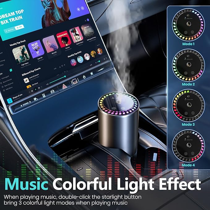 Smart Car air Fragrance/Car air freshener/Fragrance Diffuser for Auto Home Office Bedroom,Auto On/Off,3-Modes Adjustable, Built-in Battery,Starry Light,Lasts for 24 Weeks,Cologne