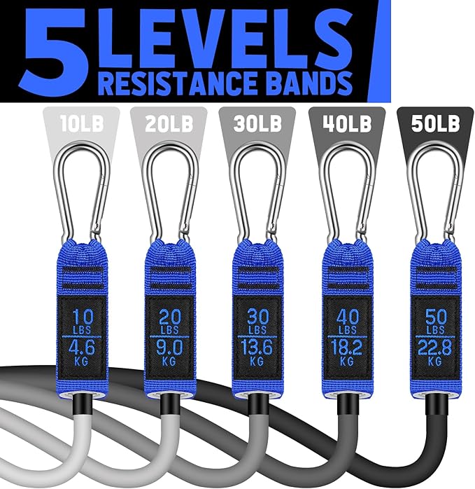 WALITO Resistance Bands Set - Exercise Bands with Handles, Door Anchor, Legs Ankle Straps, for Heavy Resistance Training, Physical Therapy, Muscle Training, Yoga, Home Workouts-FlexoryFit