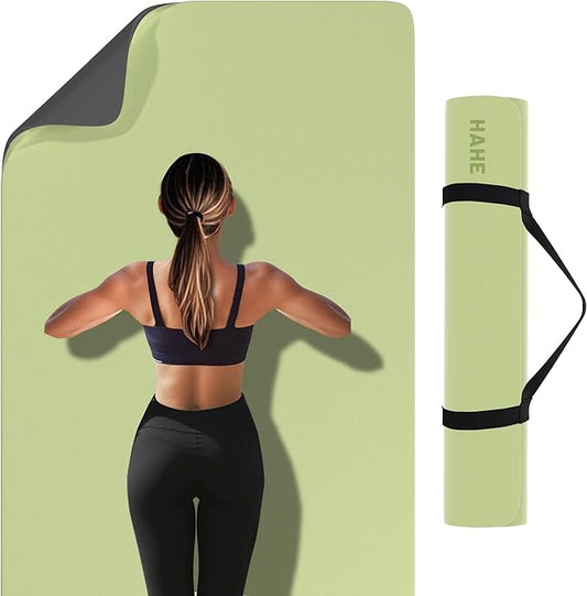 HAHE Non Slip Yoga Mat Wide, (72"L X 32"W, 0.24" Thick) Large Fitness Exercise Mat with Carrying Strap, Eco-Friendly POE Yoga Mats for Home, Gym, Pilates, Stretching-FlexoryFit