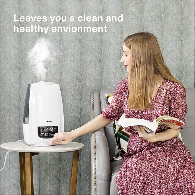 VIVOSUN Cool Mist Humidifier, 6L Quiet Ultrasonic Humidifier for Bedroom (Customized Humidity, Remote Control, Sleep Mode & Auto Shut Off, 360° Nozzle) White