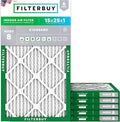Filterbuy 15x25x1 Air Filter MERV 8 (MPR 700) Dust Defense Replacement (6-Pack), Electrostatic Pleated HVAC AC Furnace Filters, Made in USA (Actual Size: 14.50 x 24.50 x 0.75)