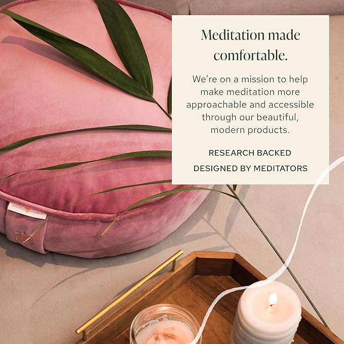 Mindful and Modern Velvet Meditation Cushion - Luxury Zafu Floor Pillow for Yoga - Large Buckwheat Meditation Pillow with Luxe Removable Cover in Six Colors-FlexoryFit