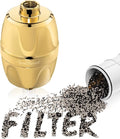 Aqua Elegante Shower Water Filter For Showerhead - Universal Shower Head Filters To Remove Chlorine & Hard Minerals - Gold Bath Purifier And Filtered Softener System Best With KDF-55 - Polished Brass