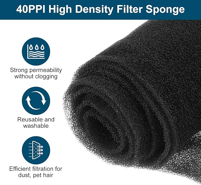 PATIKIL 20" x 20" x 0.1" Air Conditioner Filter Replacement, Washable Reusable Cut to Fit Foam Filter Air Filter for RV AC Vent Window Purifiers Computer, 40PPI