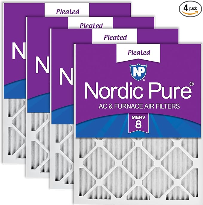 Nordic Pure 20x25x1 Pleated MERV 8 Air Filters 4 Pack by NordicPure