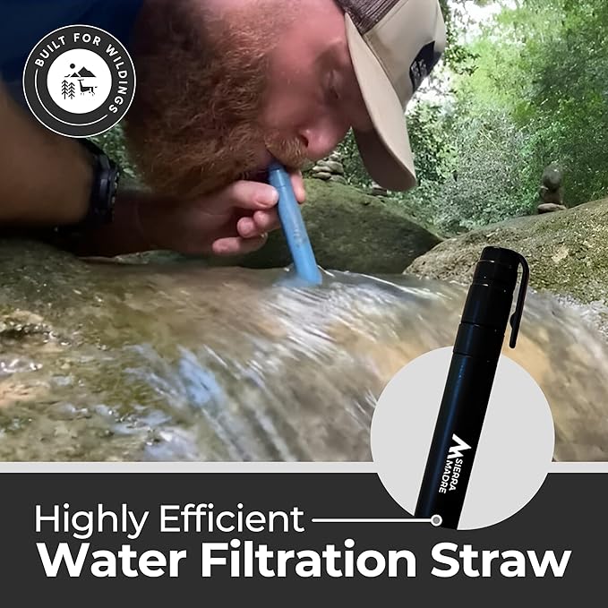 Sierra Madre Pure Water Straw – 264 Gallon Water Filter Purification for Backpacking, Camping, Hiking, Travel - Perfect for Preparedness Survival Gear & Supplies - Portable & Lightweight (Pack 1)
