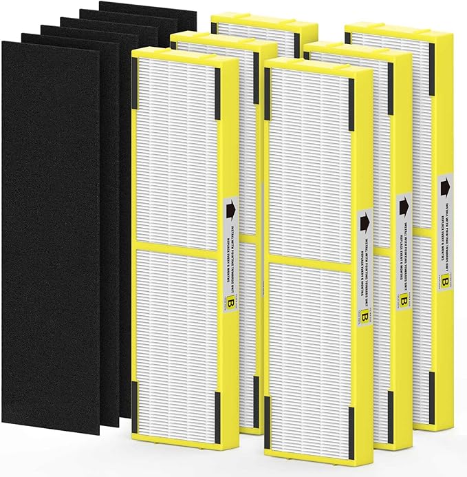 SAKEGDY FLT4825 HEPA Replacement Filter B Compatible with Guardian Air Cleaner Purifier AC4825 AC4300 AC4800 AC4900 AC4850, 6 Pack HEPA Filter B with 6 Carbon Filters