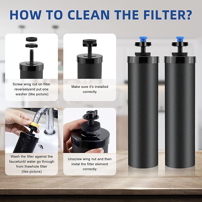 Activated Carbon Water Filters Compatible with Berkey® Gravity Water Filtration System Replace BB9-2® Black Purification Elements, 2 Pack Water Filters for 6000 Gallon Water